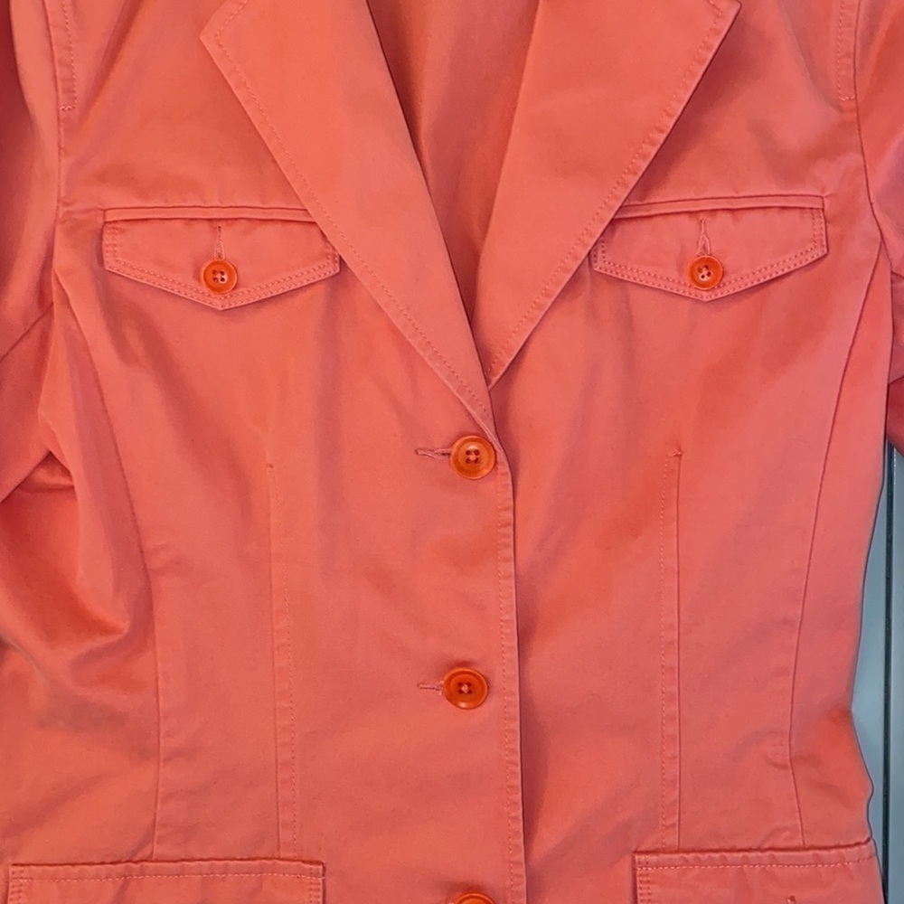 EDDIE Bauer 100% Cotton Button-up Light Coral Salmon Jacket Women’s Size 6 - Picture 5 of 12